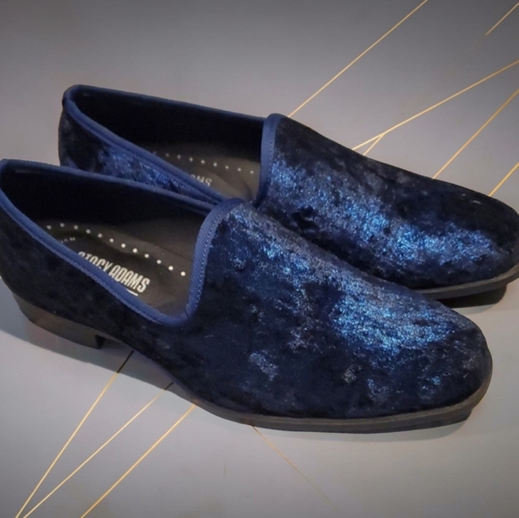 Stacy Adams Sultan Men\'s Navy Blue Velour Slip-On Loafers. Size 7.5 M. main image 5